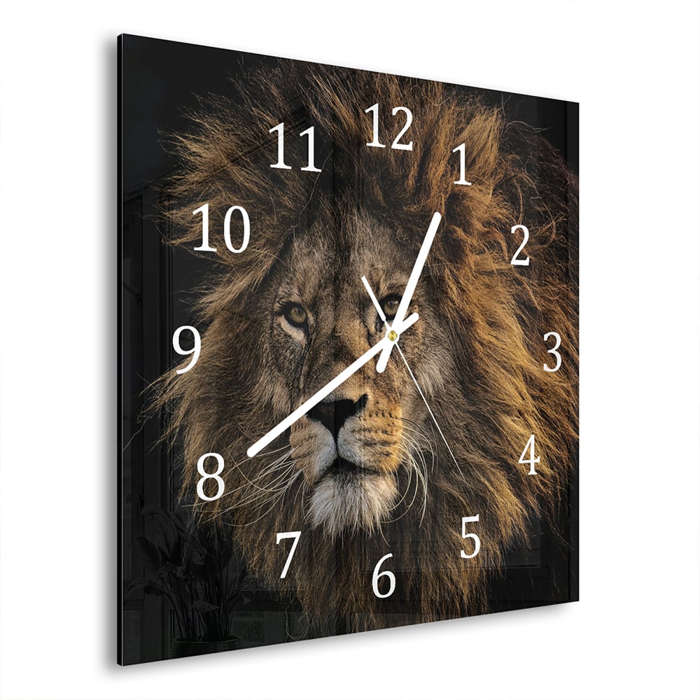 Wanduhr 30x30 - Löwe im Schatten