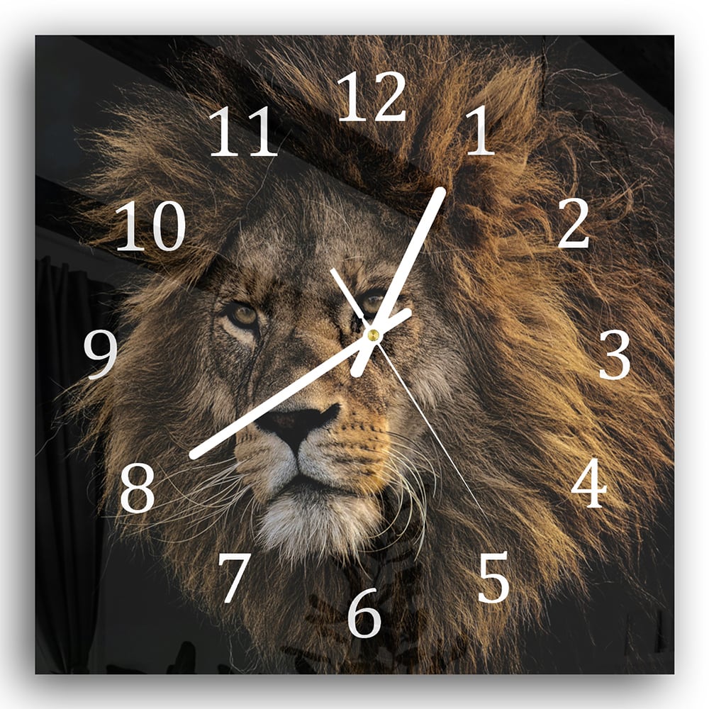 Wanduhr 30x30 - Löwe im Schatten