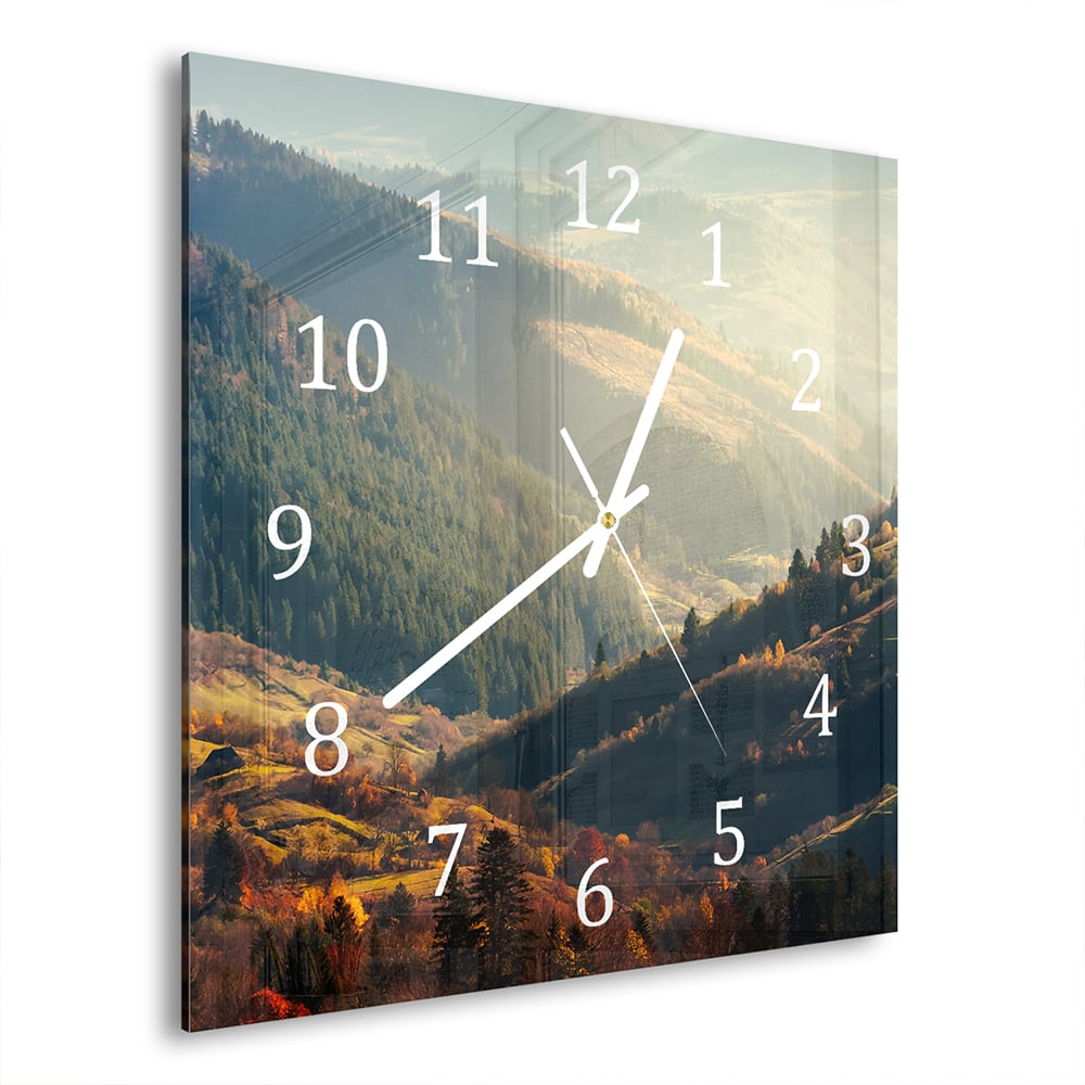 Wanduhr 30x30 - Herbst in den Bergen