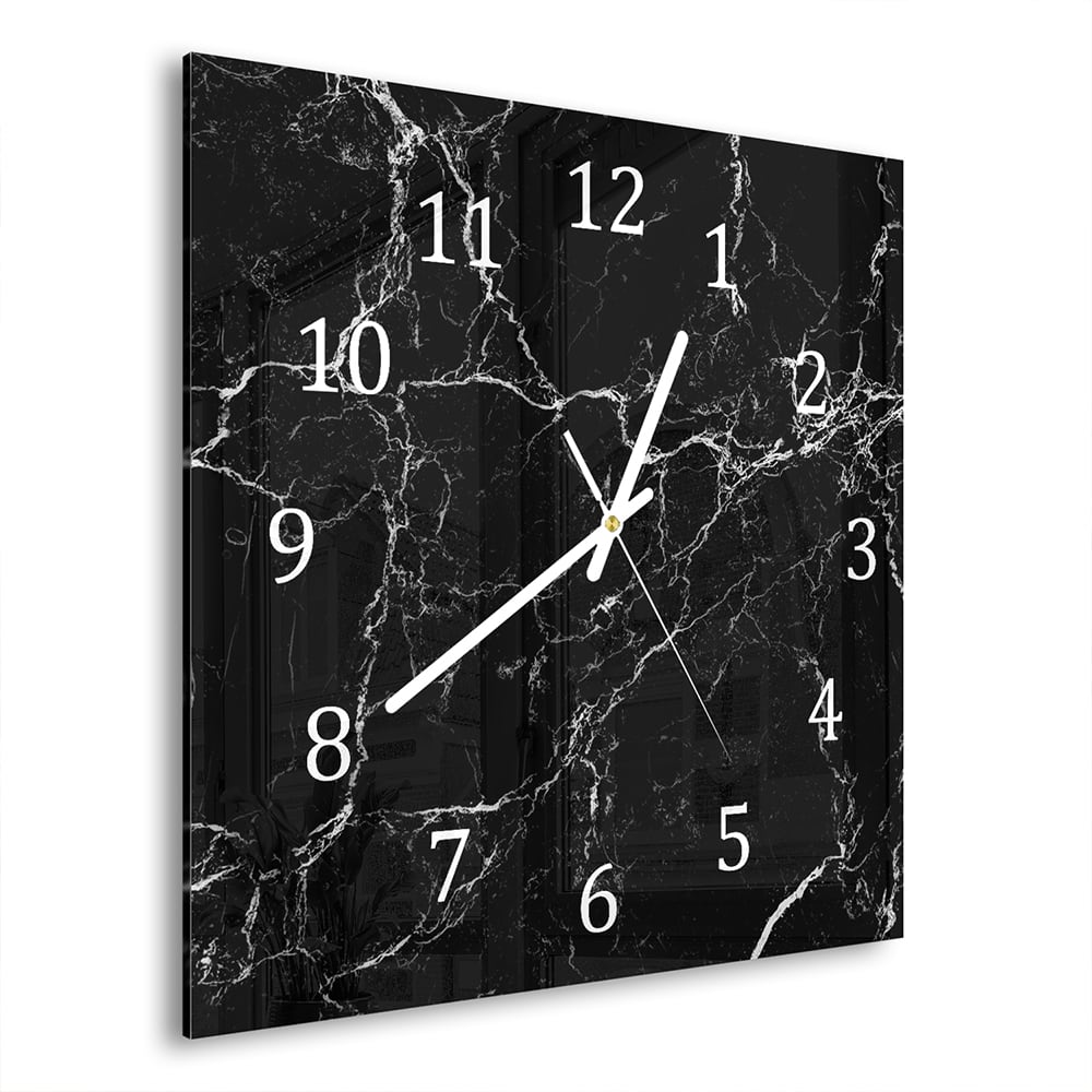 Wanduhr 30x30 - Nacht-Marmor