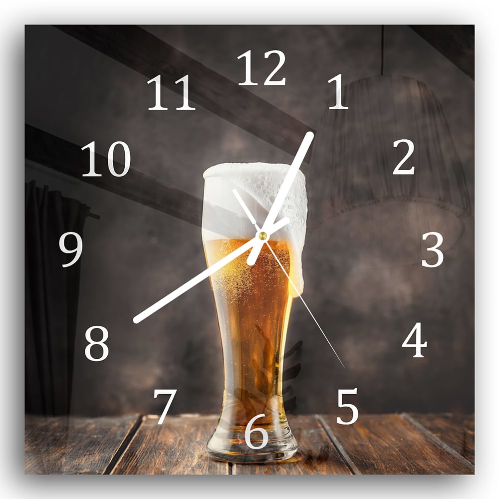 Wanduhr 30x30 - Erfrischendes Bier