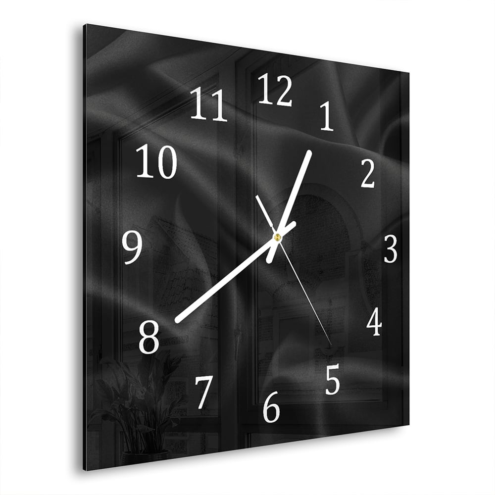 Wanduhr 30x30 - Schwarze Seide