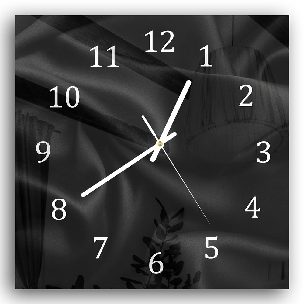 Wanduhr 30x30 - Schwarze Seide