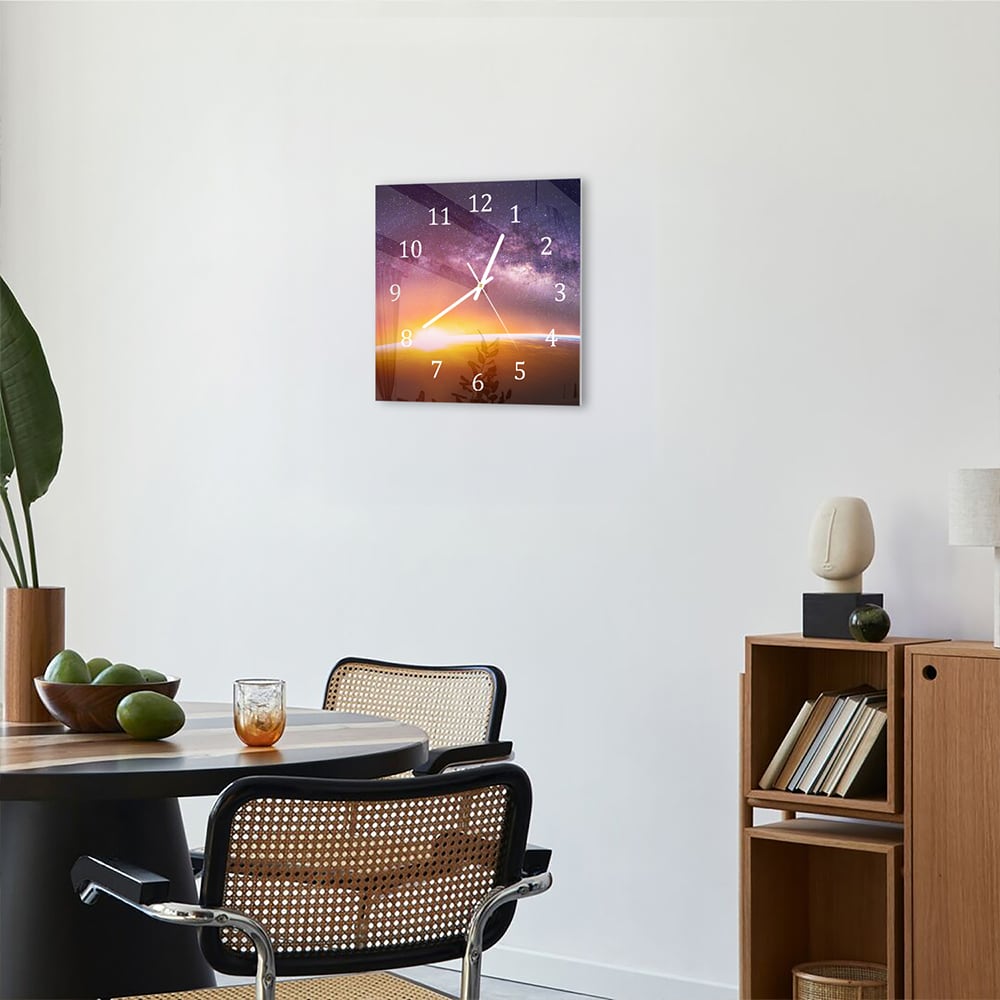 Wanduhr 30x30 - Landschaft mit Milchstraße