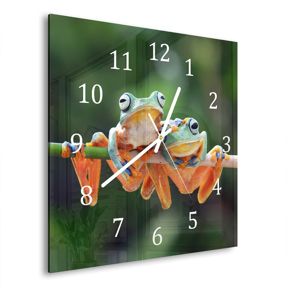 Wanduhr 30x30 - Zwei Baumfrösche