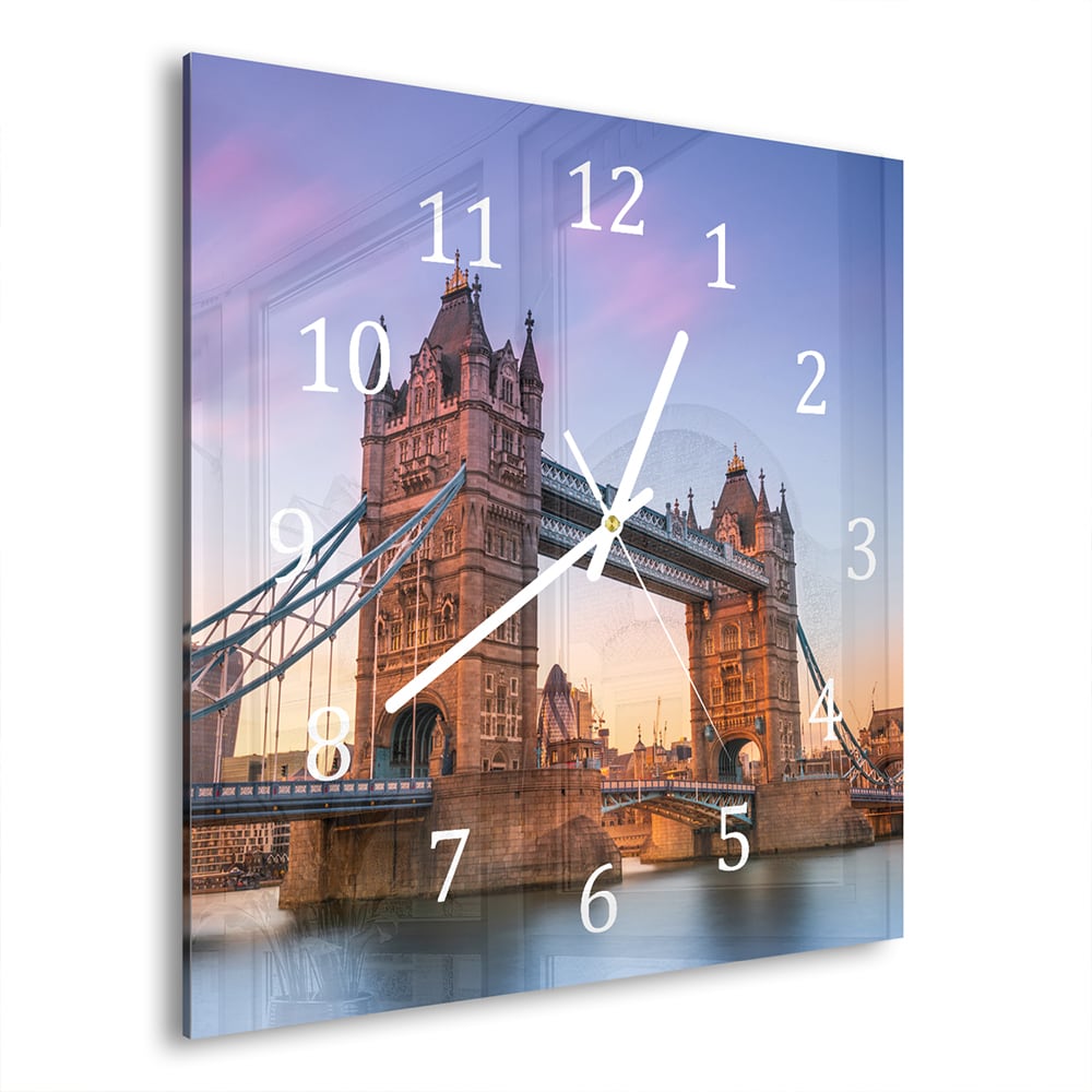 Wanduhr 30x30 - Tower Bridge bei Sonnenuntergang