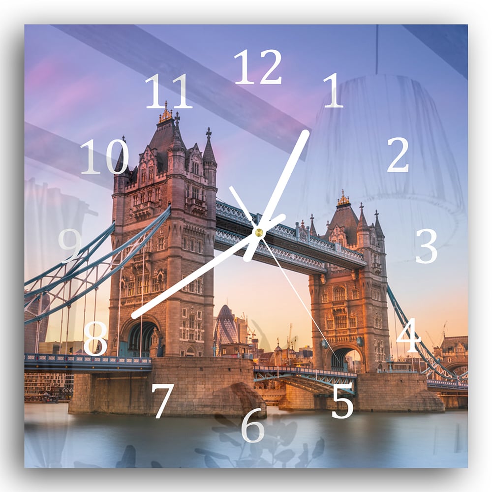 Wanduhr 30x30 - Tower Bridge bei Sonnenuntergang