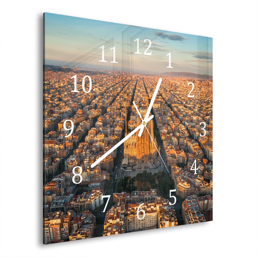 Wanduhr 30x30 - Luftaufnahme der Sagrada Familia