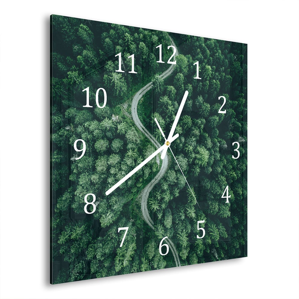 Wanduhr 30x30 - Waldstraße von oben