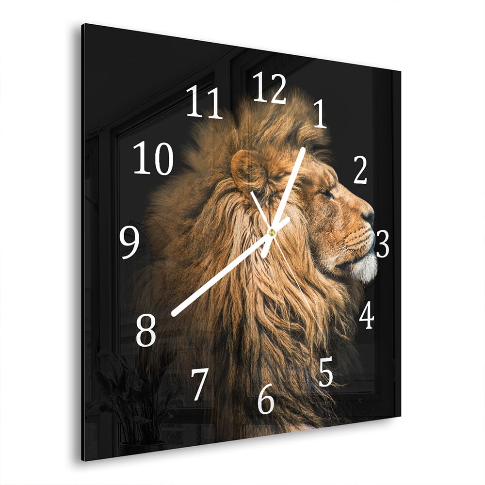 Wanduhr 30x30 - Löwe von der Seite