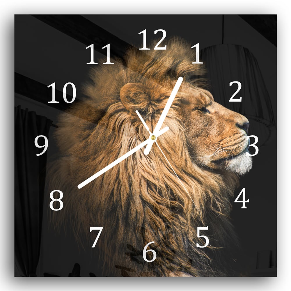 Wanduhr 30x30 - Löwe von der Seite