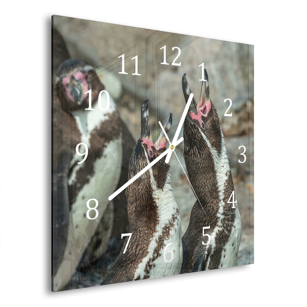 Wanduhr 30x30 - Fröhliche Pinguine