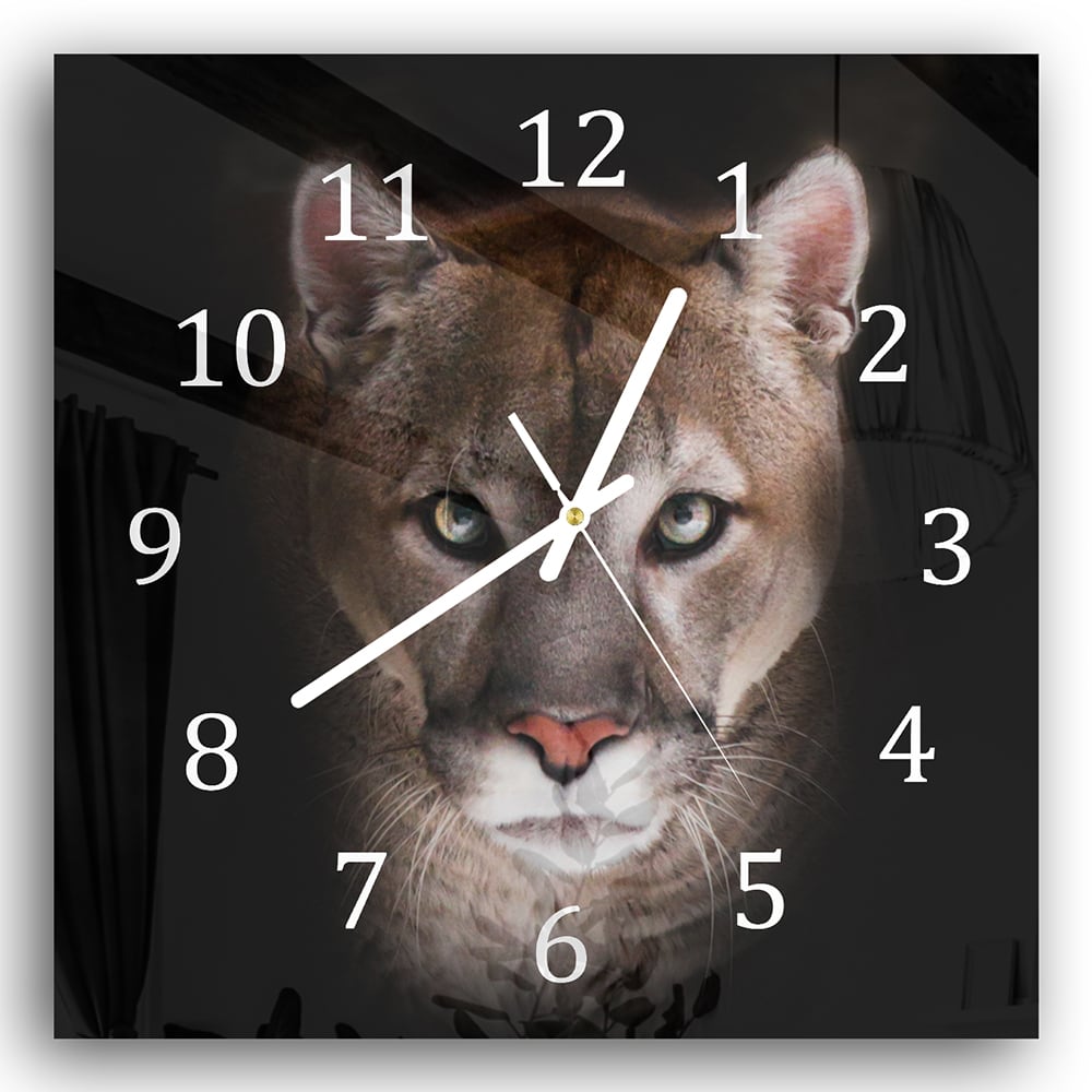 Wanduhr 30x30 - Puma im Dunkeln
