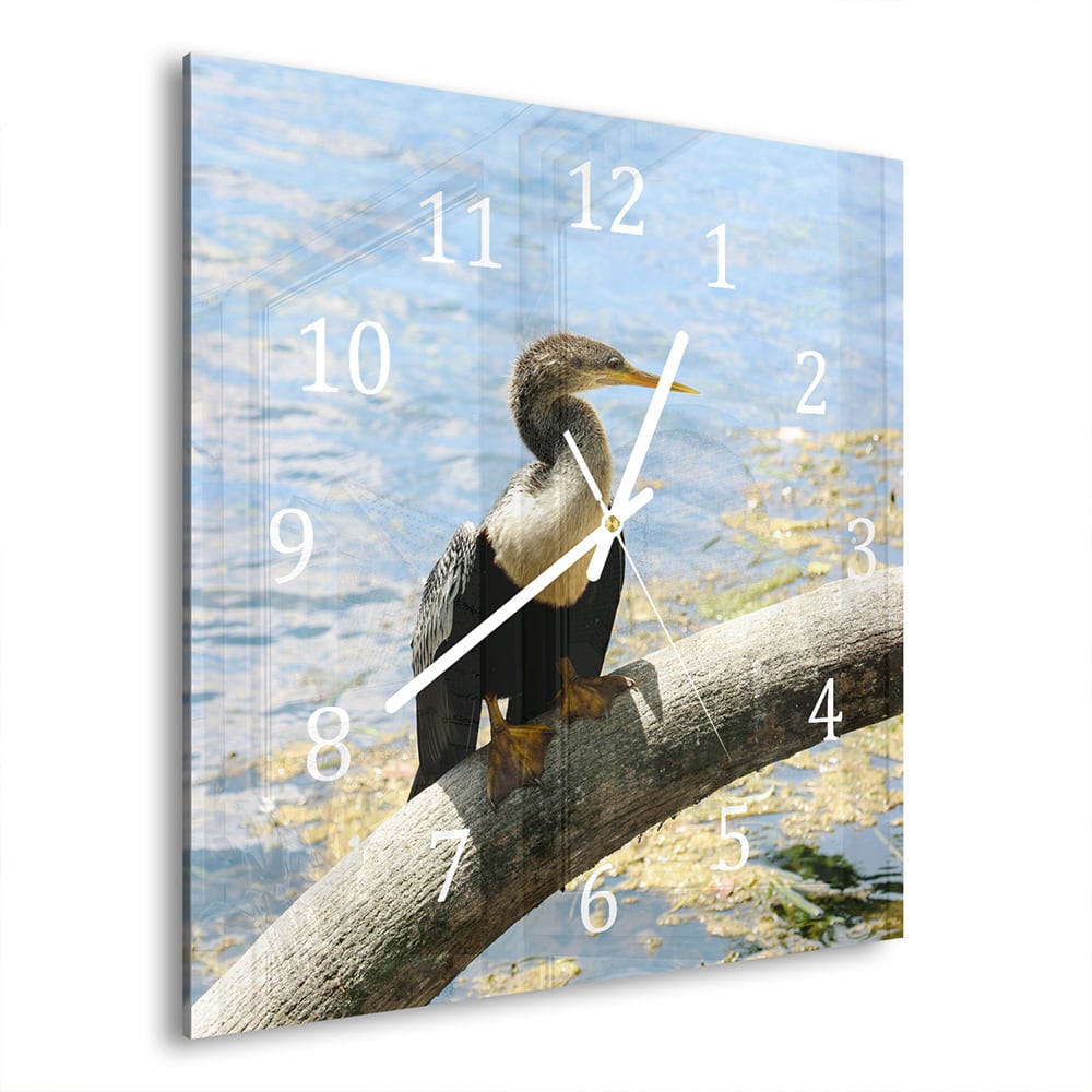 Wanduhr 30x30 - Vogel am Ufer