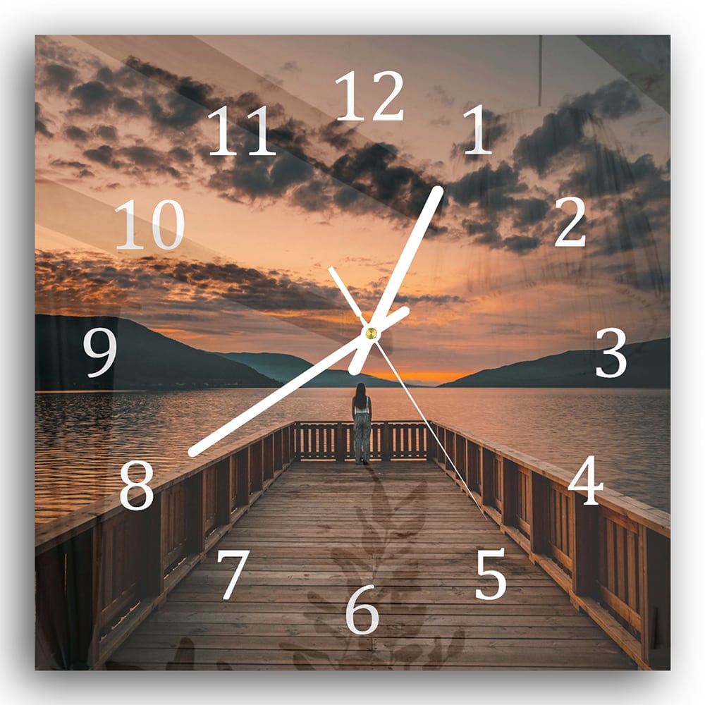 Wanduhr 30x30 - Steg am See