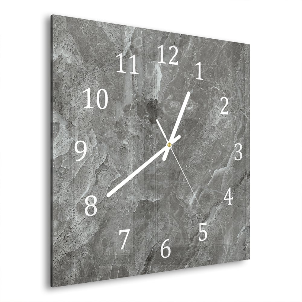 Wanduhr 30x30 - Silbergrauer Marmor