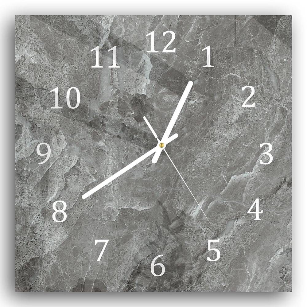 Wanduhr 30x30 - Silbergrauer Marmor