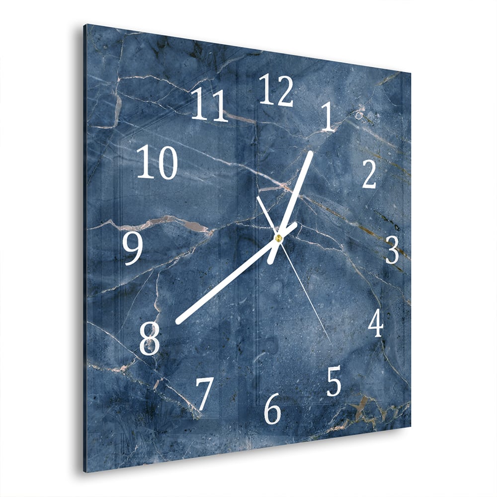 Wanduhr 30x30 - Ozeanblauer Marmor