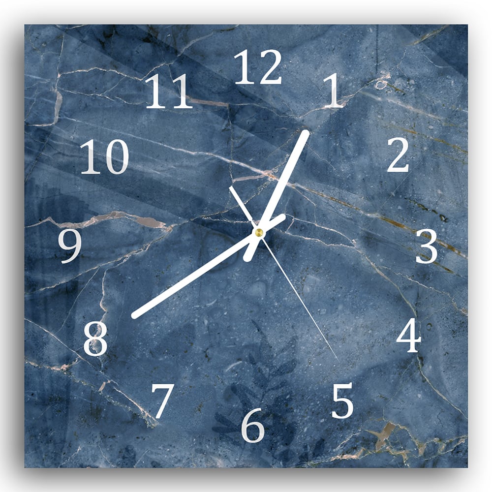 Wanduhr 30x30 - Ozeanblauer Marmor