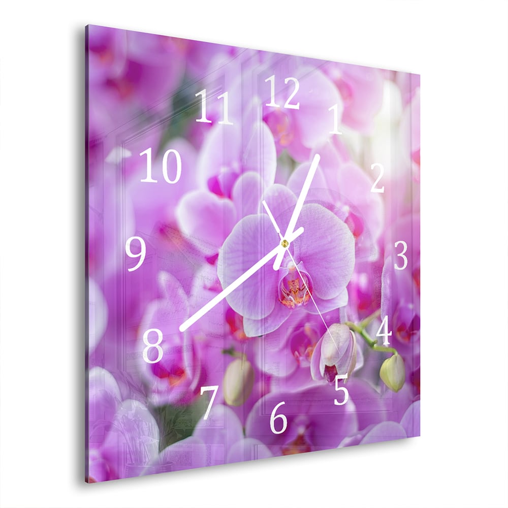 Wanduhr 30x30 - Strahlende Orchideen