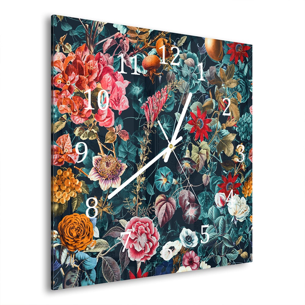 Wanduhr 30x30 - Blumenmuster