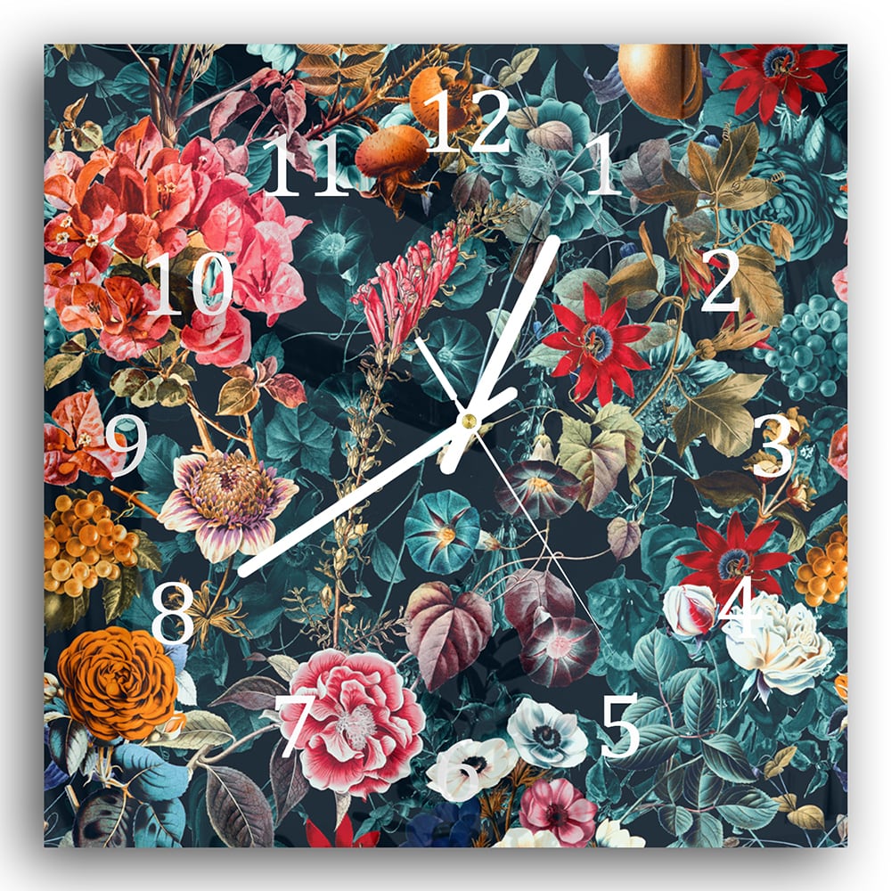 Wanduhr 30x30 - Blumenmuster