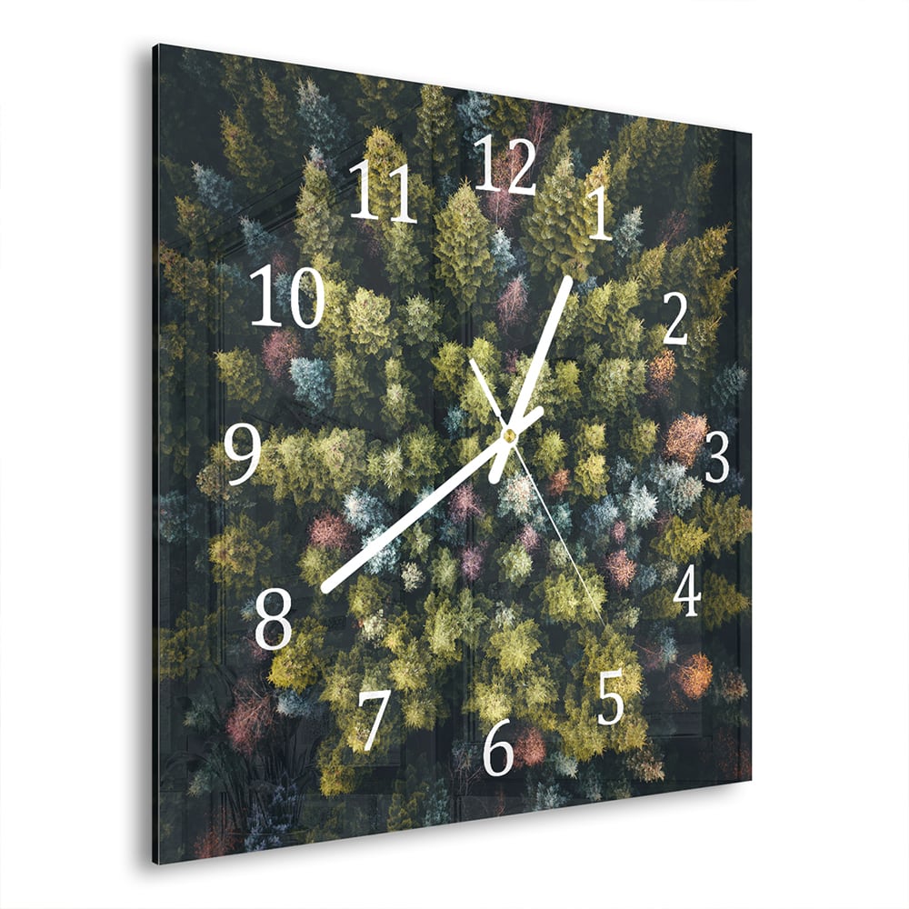 Wanduhr 30x30 - Wald von oben