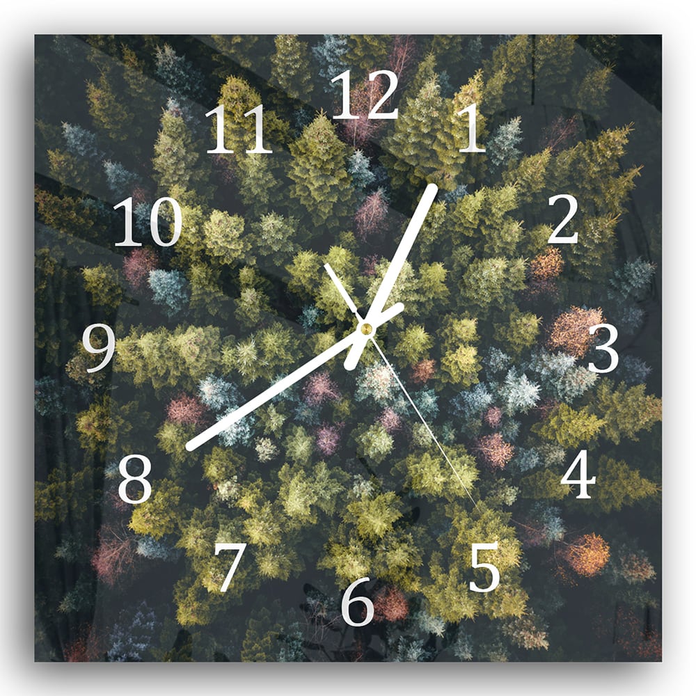 Wanduhr 30x30 - Wald von oben
