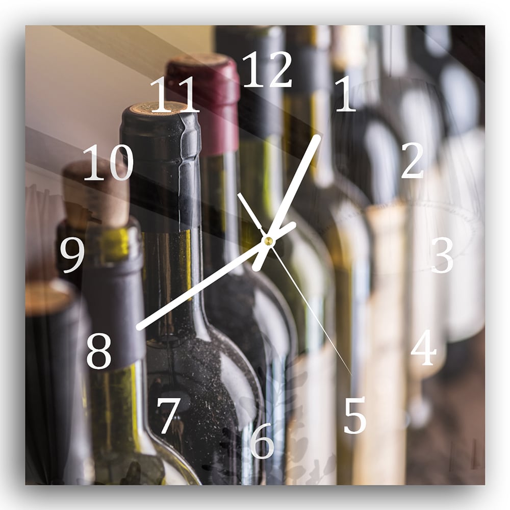 Wanduhr 30x30 - Weinflaschen