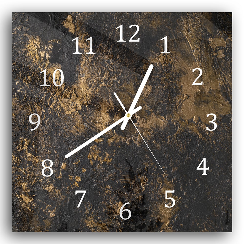Wanduhr 30x30 - Schwarz-Gold-Textur