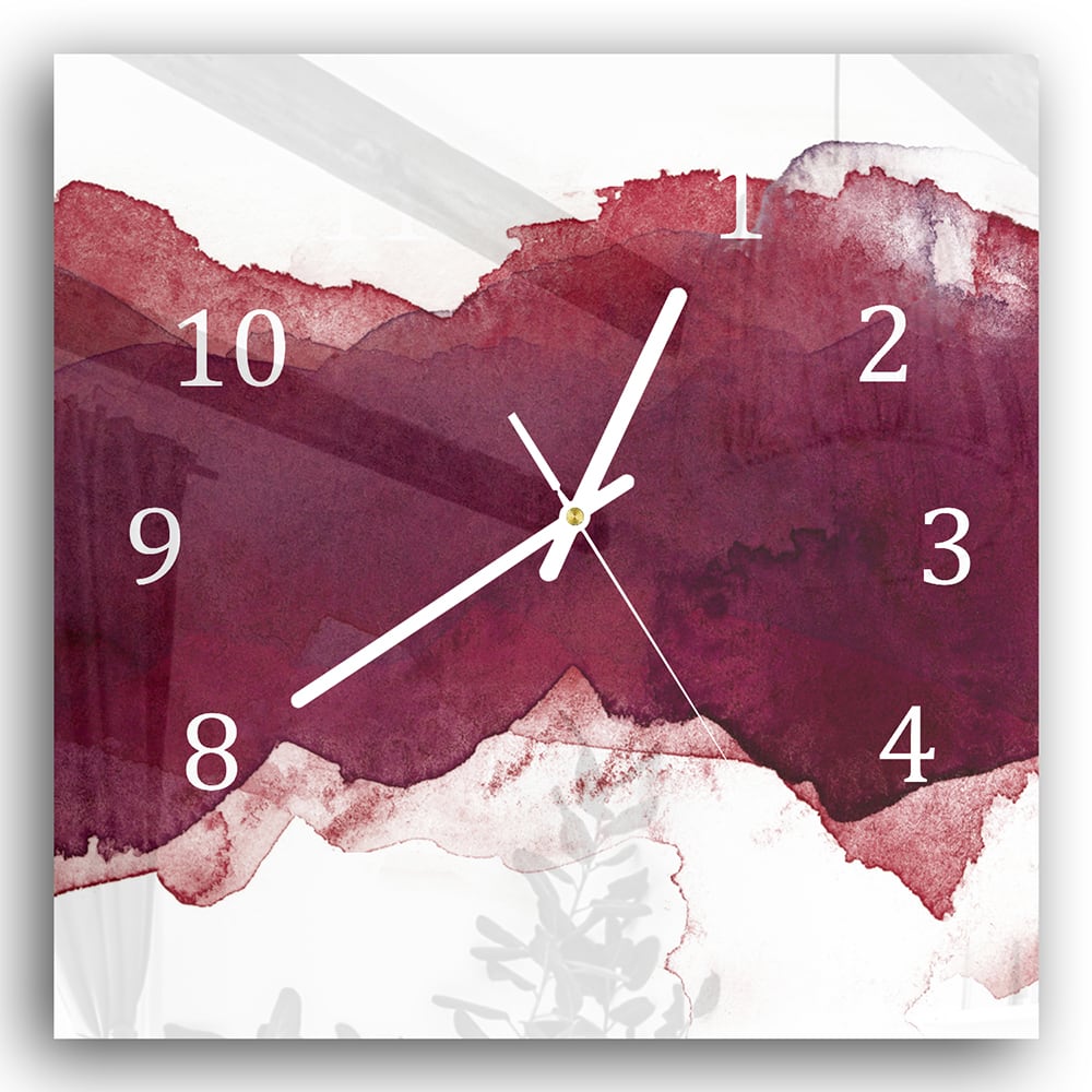 Wanduhr 30x30 - Roter Aquarellstreifen