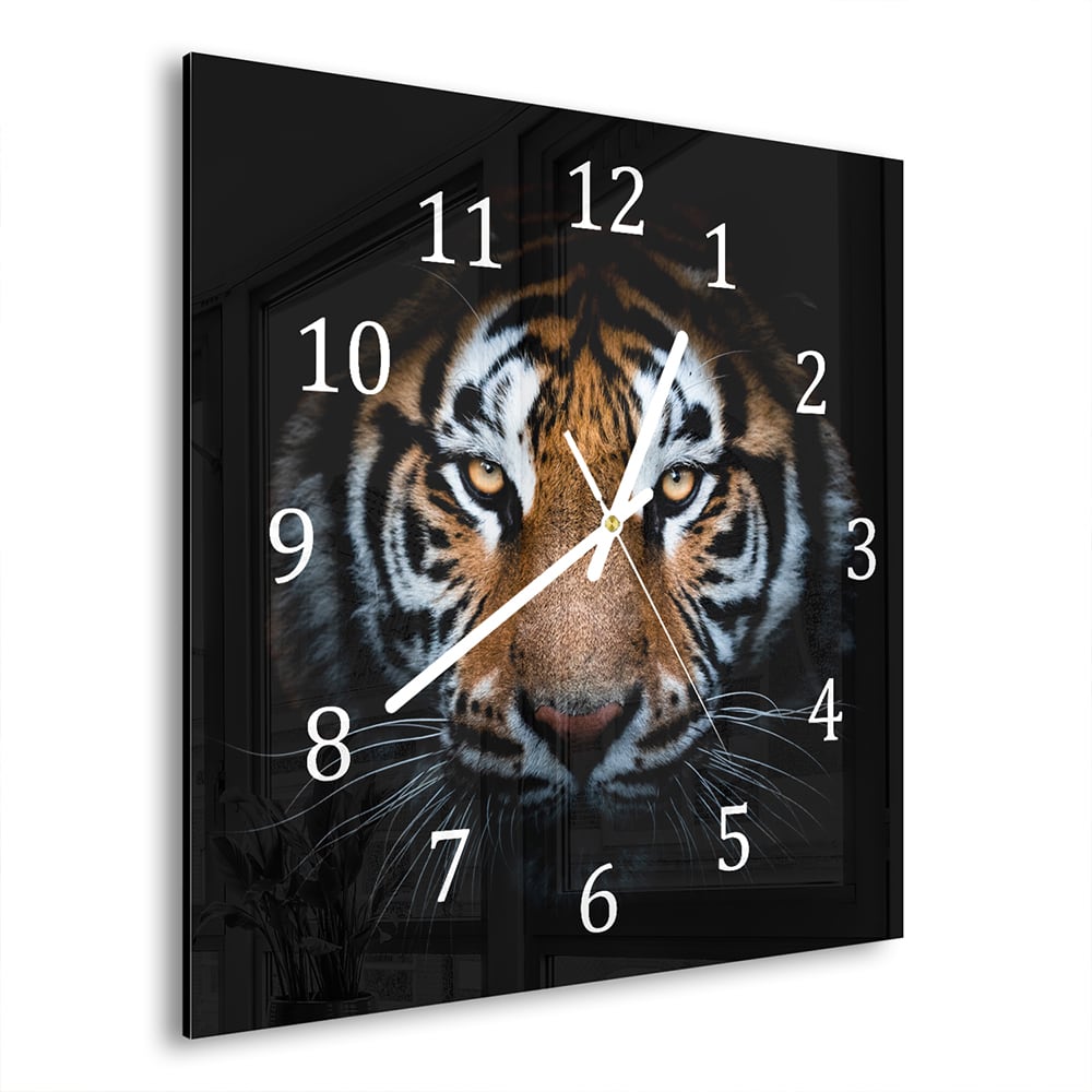 Wanduhr 30x30 - Tiger-Porträt
