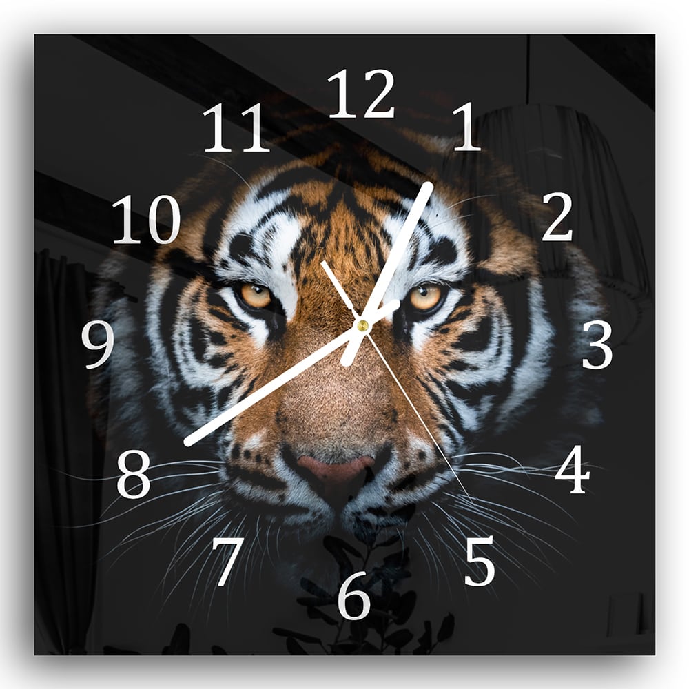 Wanduhr 30x30 - Tiger-Porträt