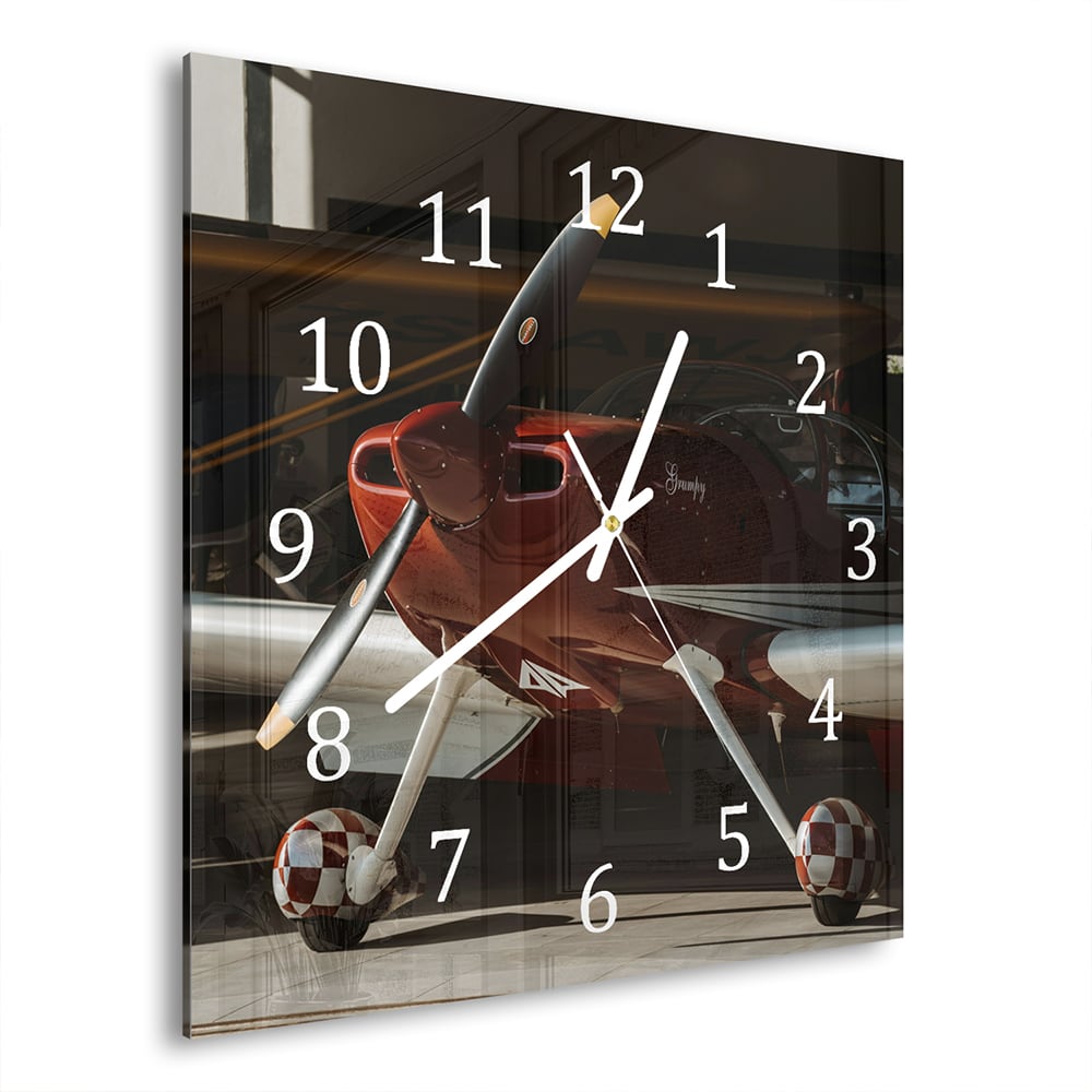Wanduhr 30x30 - Sportflugzeug