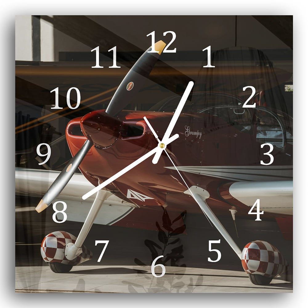 Wanduhr 30x30 - Sportflugzeug