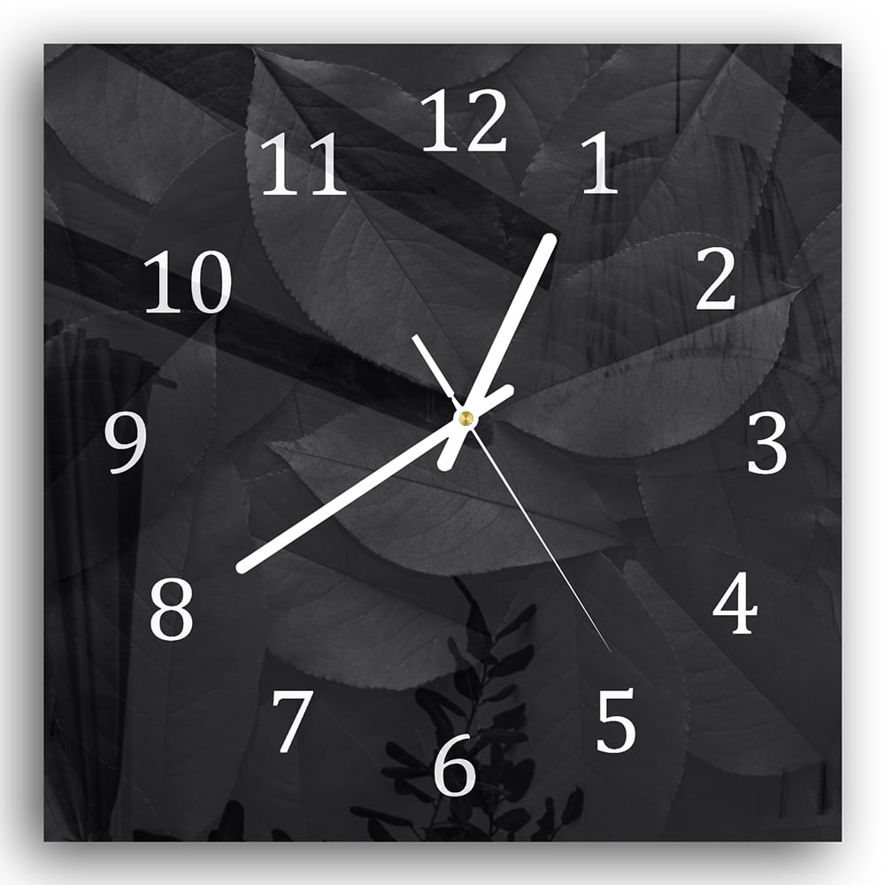 Wanduhr 30x30 - Schwarze Blätter