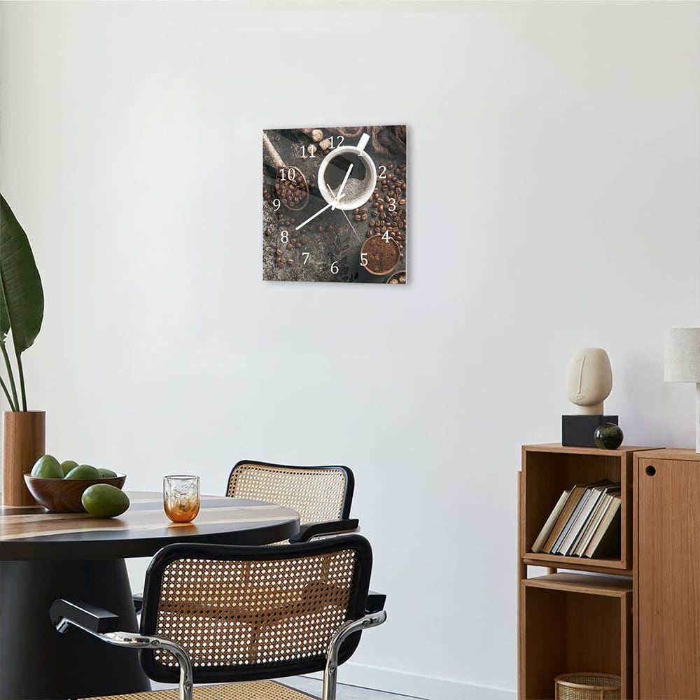 Wanduhr 30x30 - Kaffee und Bohnen