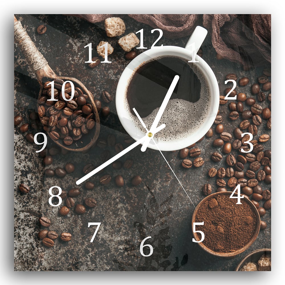 Wanduhr 30x30 - Kaffee und Bohnen