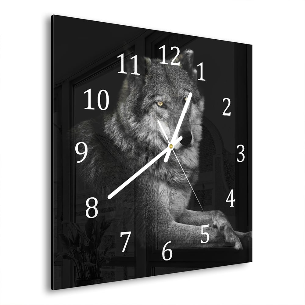 Wanduhr 30x30 - Weiblicher Wolf