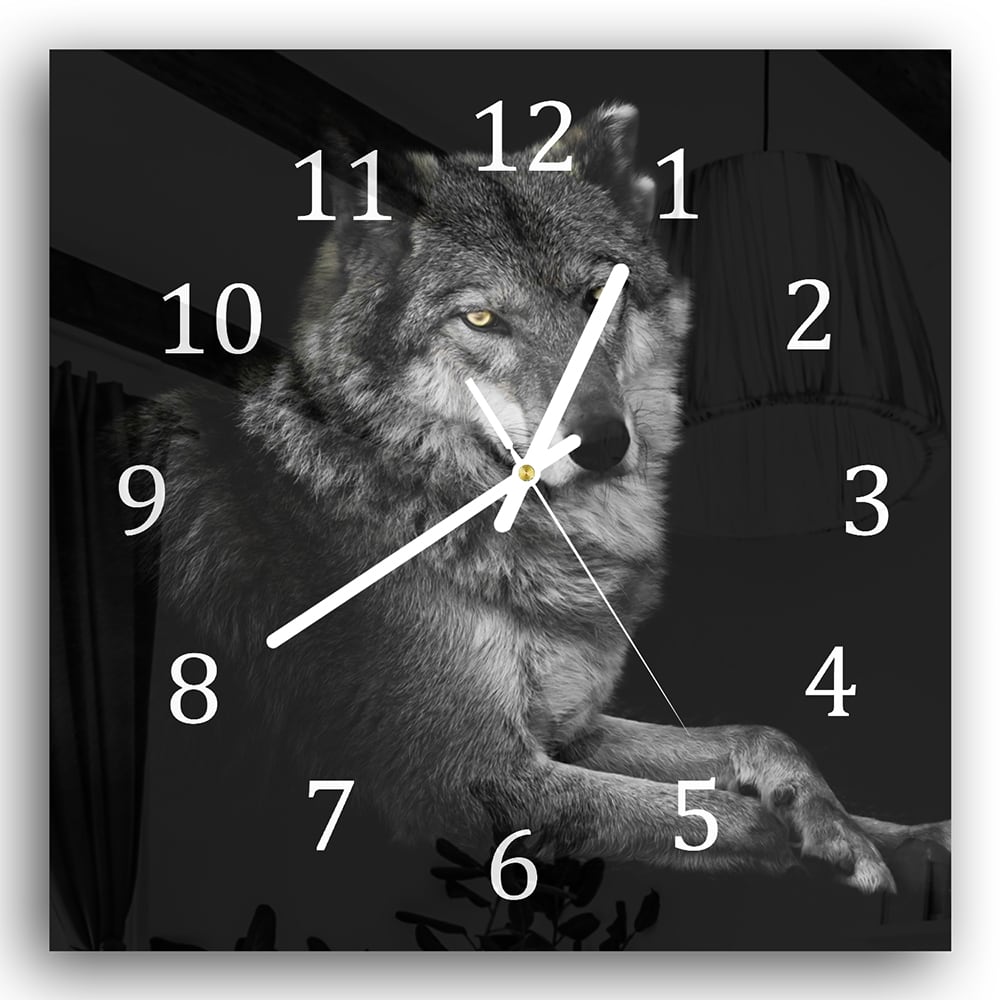 Wanduhr 30x30 - Weiblicher Wolf