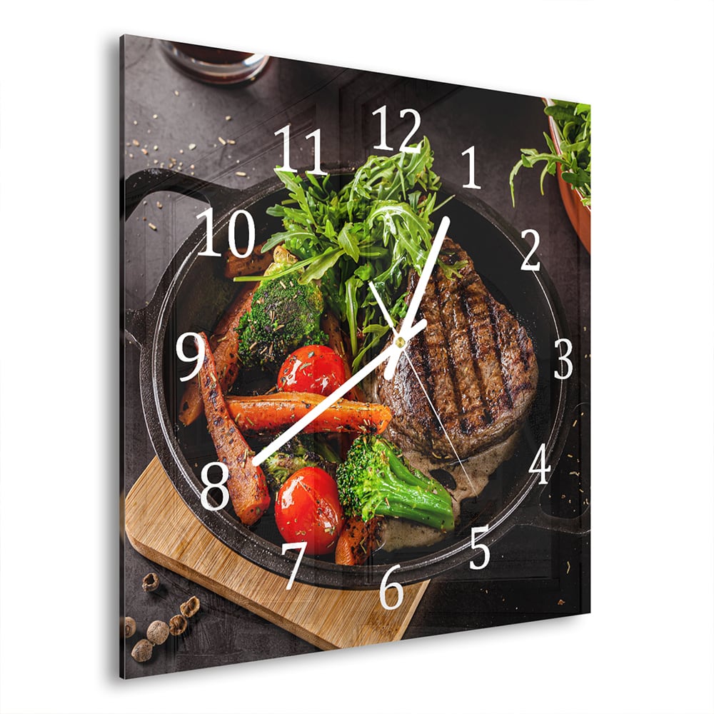 Wanduhr 30x30 - Gegrilltes Steak