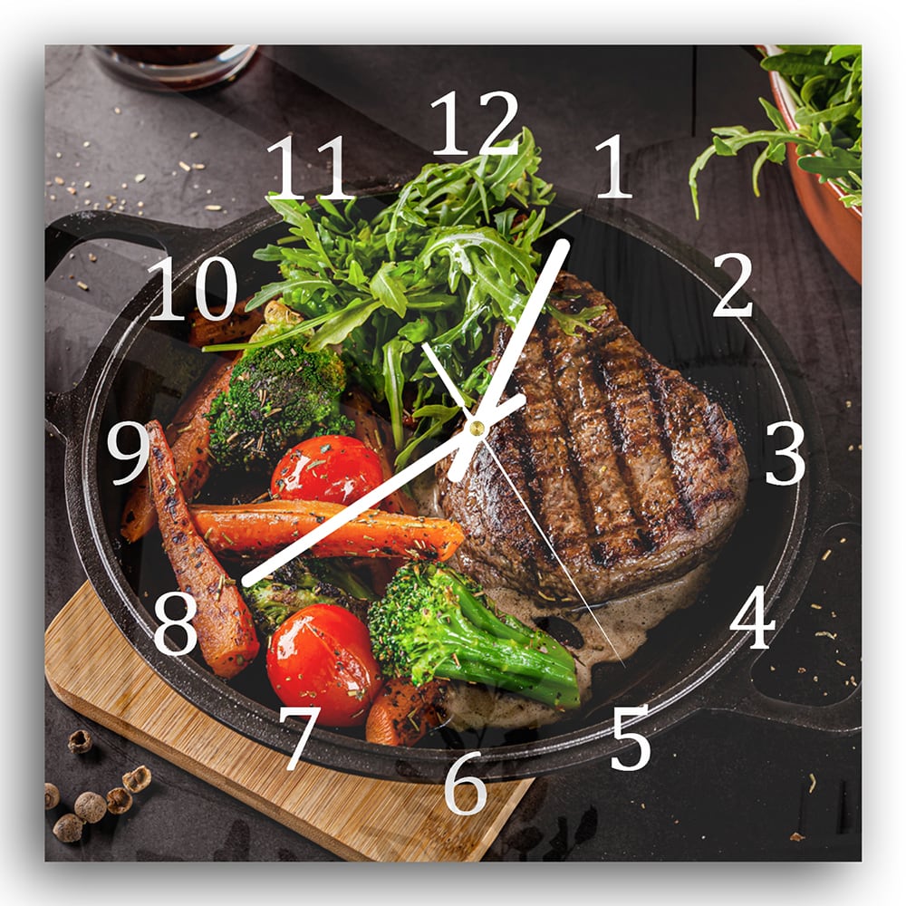 Wanduhr 30x30 - Gegrilltes Steak