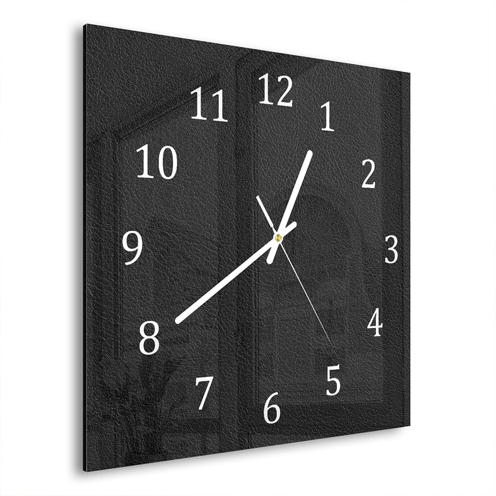 Wanduhr 30x30 - Schwarze Leder-Textur