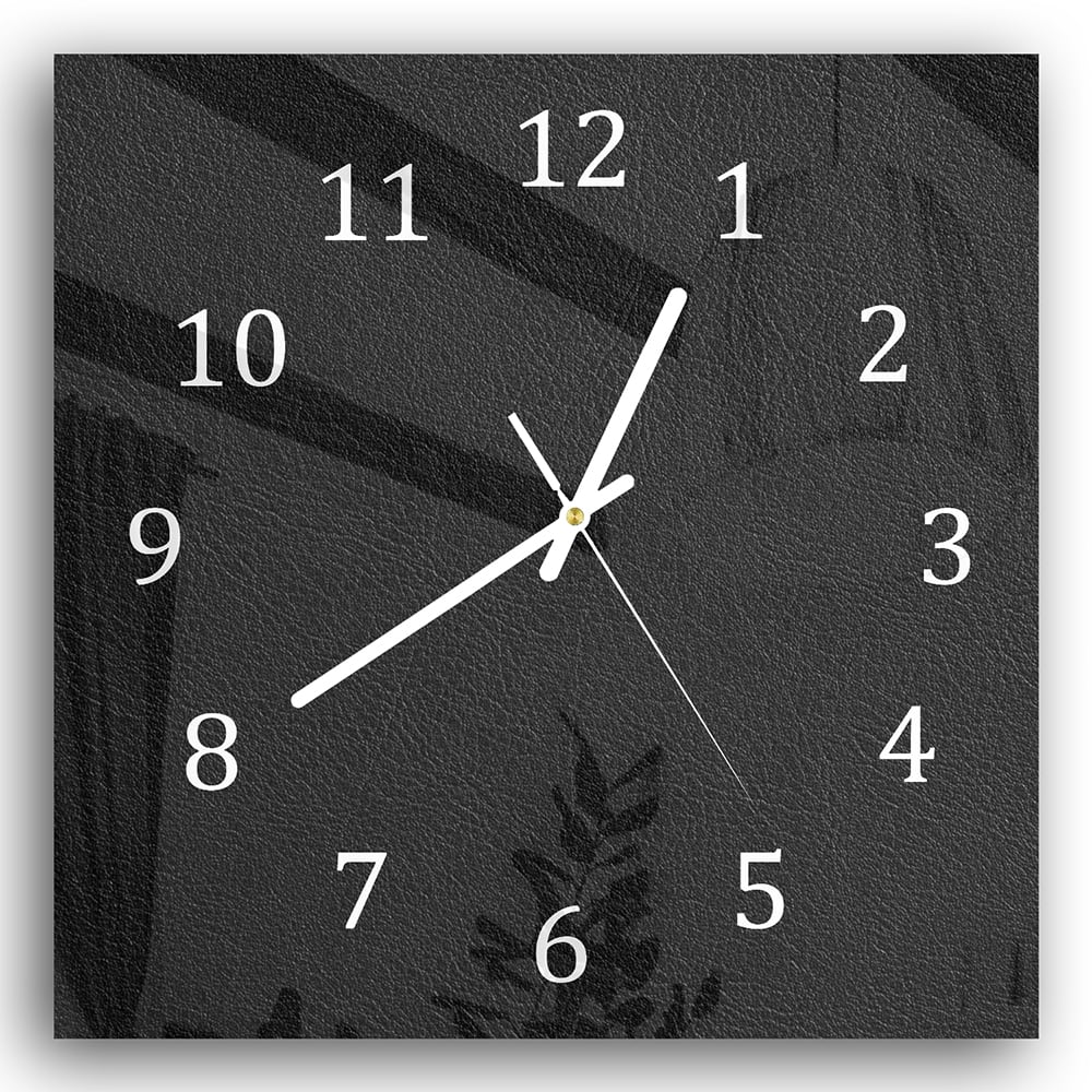Wanduhr 30x30 - Schwarze Leder-Textur