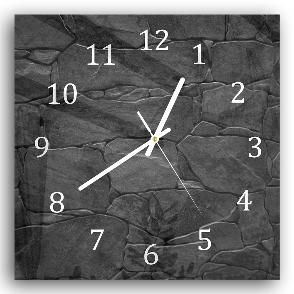 Wanduhr 30x30 - Schwarze Steinmauer