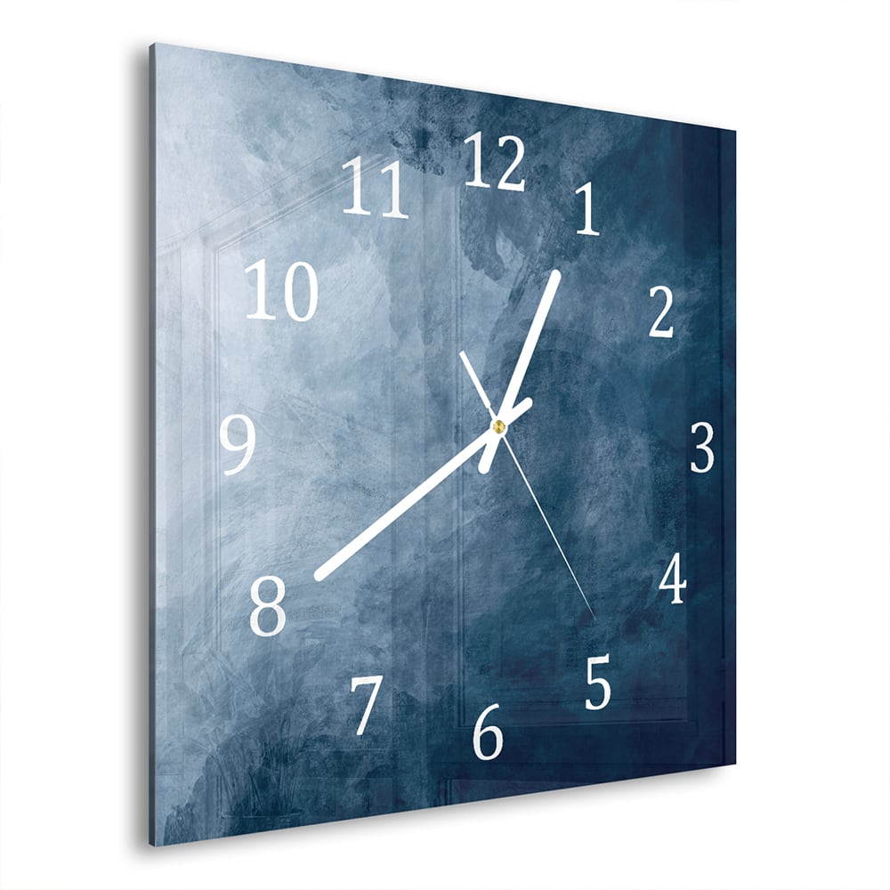 Wanduhr 30x30 - Blaue Aquarell-Textur