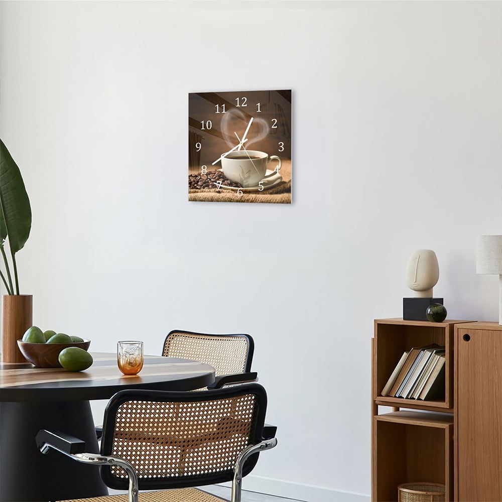 Wanduhr 30x30 - Kaffee mit Herz