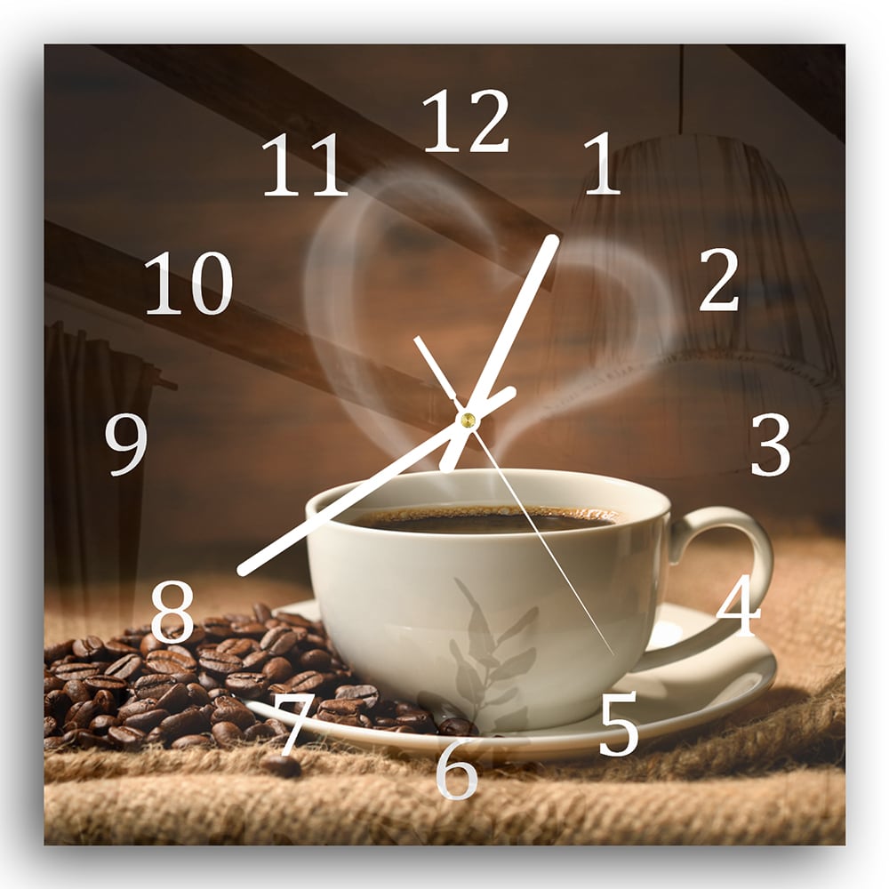 Wanduhr 30x30 - Kaffee mit Herz