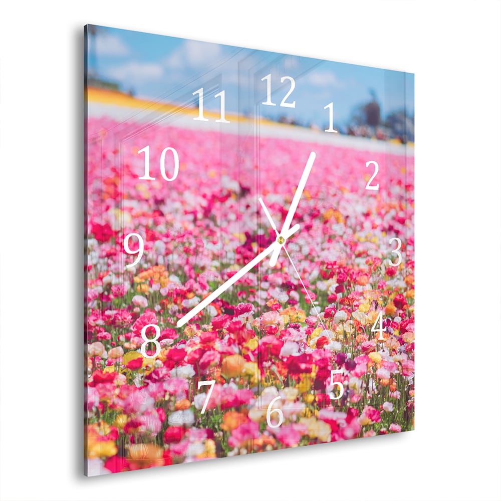 Wanduhr 30x30 - Meer aus Blumen