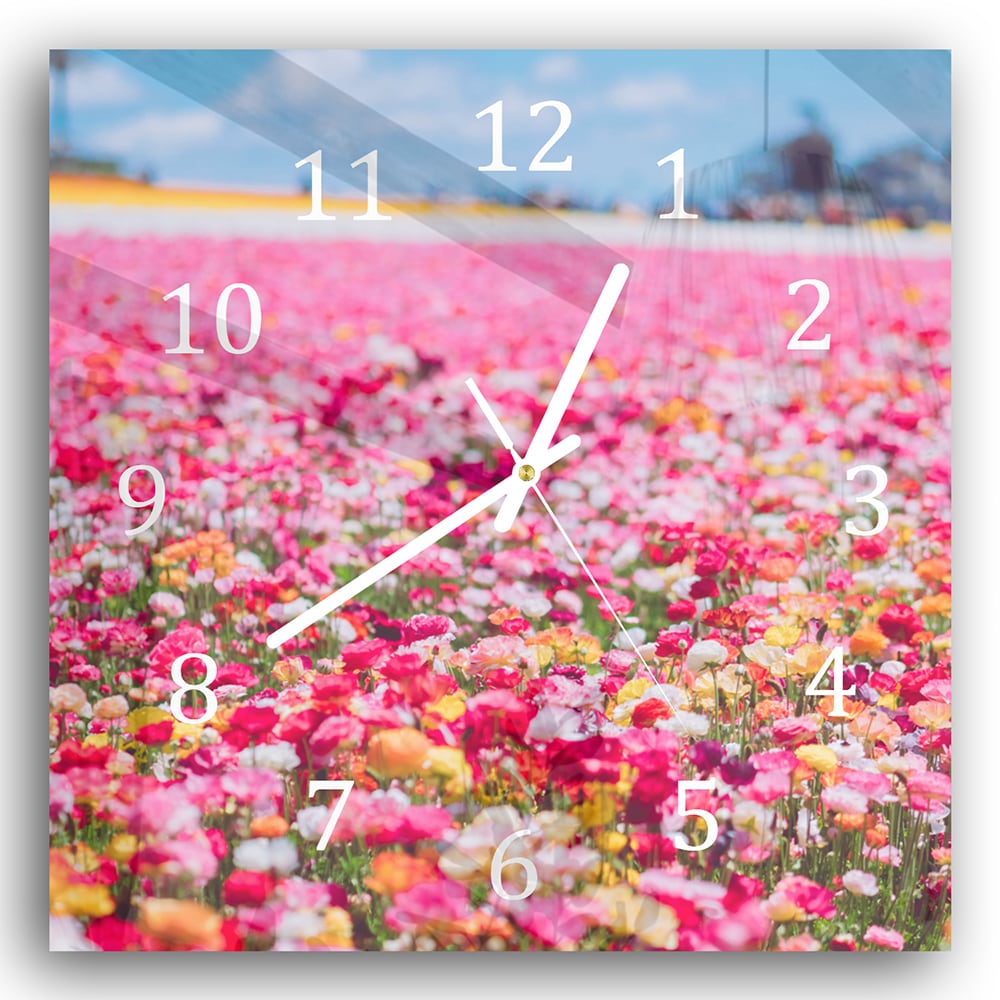 Wanduhr 30x30 - Meer aus Blumen